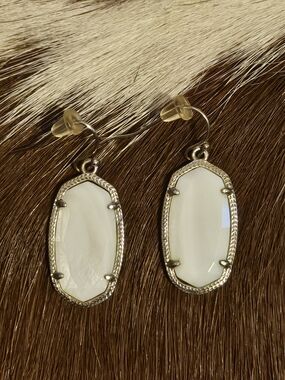 White Stone Silver-Frame Drop Earrings - Women Jewelry